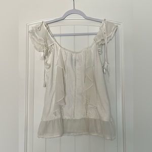 White House | Black Market White Cottagecore Blouse